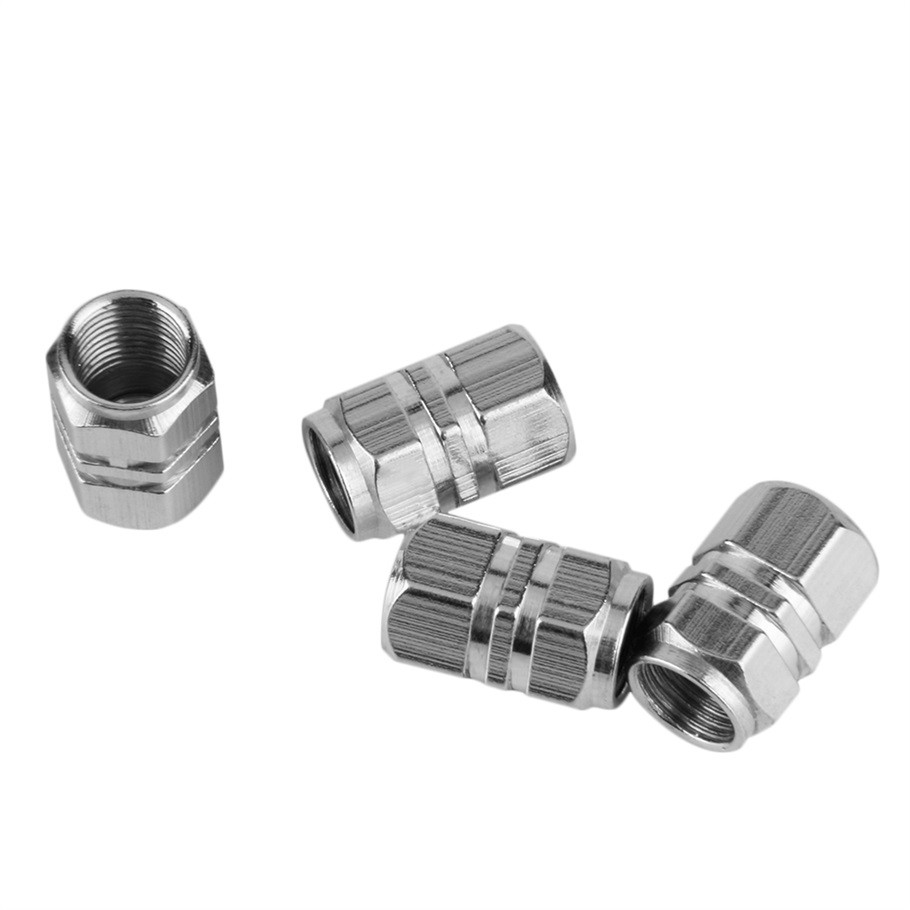 4pcs/pack Theftproof Aluminum Car Wheel Tire Valves Tyre Stem Air Airtight Cover silver color