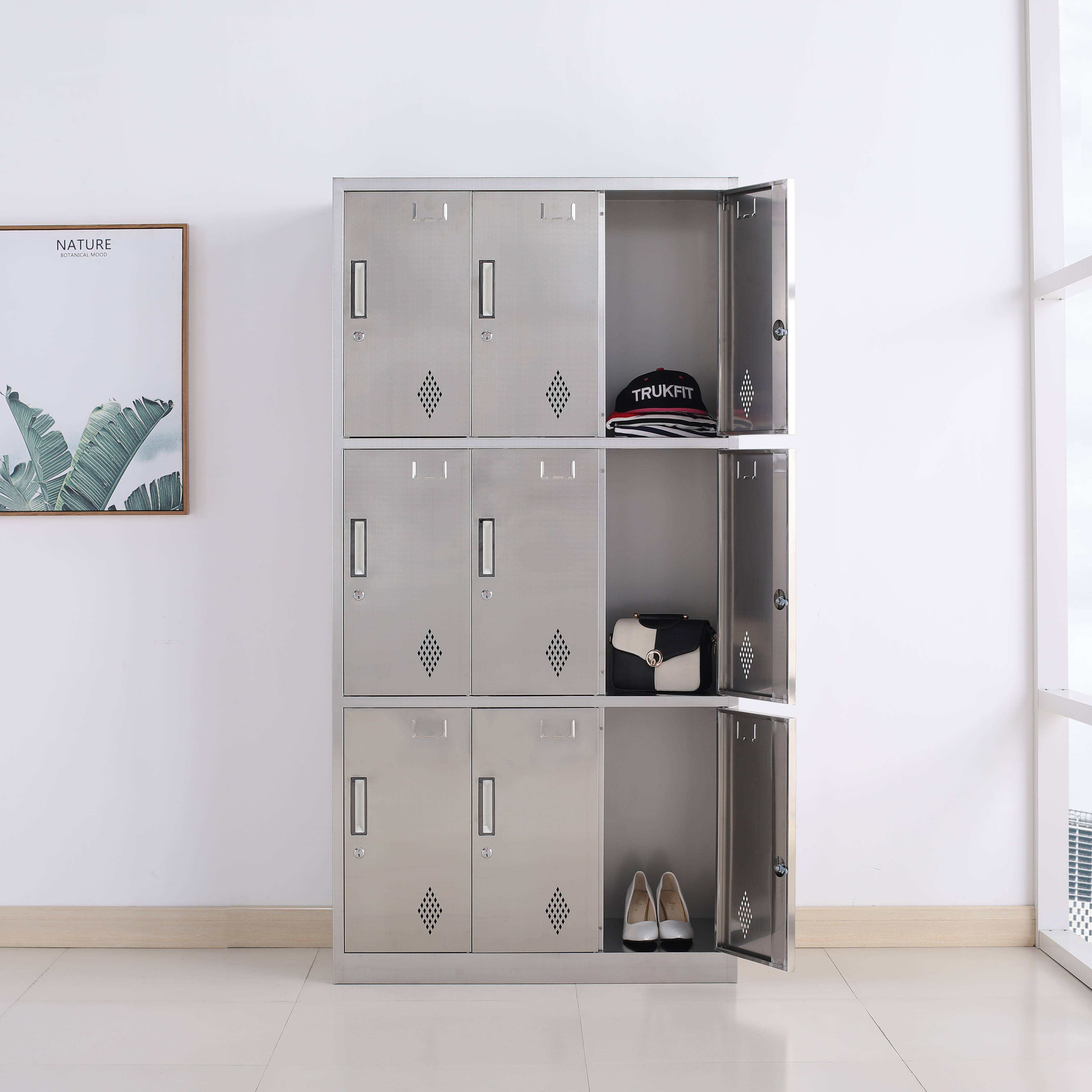 9-door locker stainless steel waterproof multi-function storage Enterprise cabinets