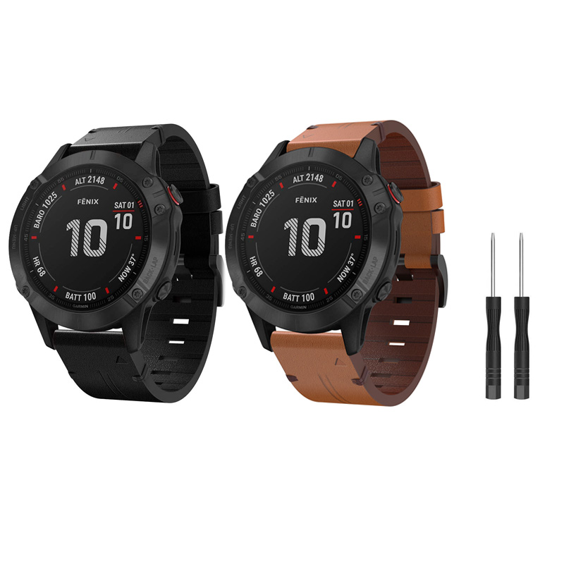 Кожаный ремешок для наручных часов Garmin Fenix 6/6X/5/5X/5X Plus/3/3 HR 22 мм