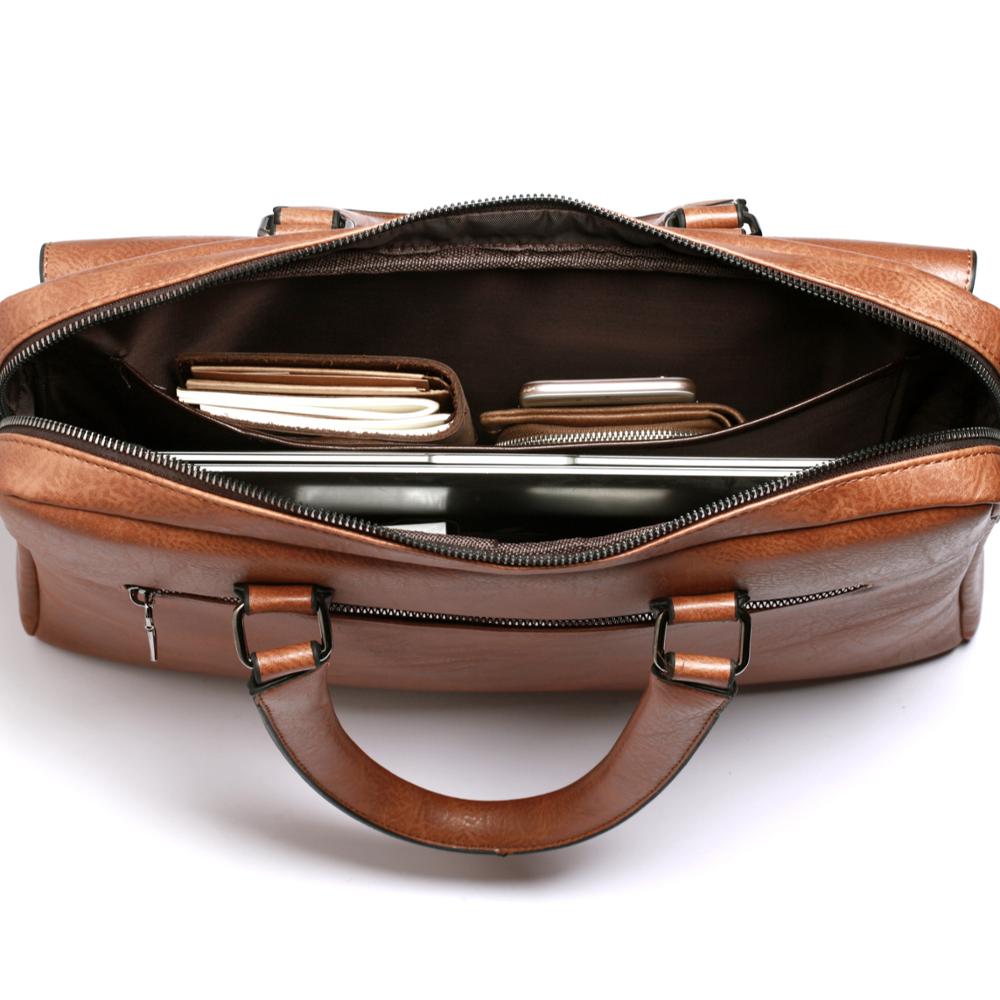 New England Style New Retro Men's Business Briefcase Waterproof Large Capacity PU Leather Men's Handbag