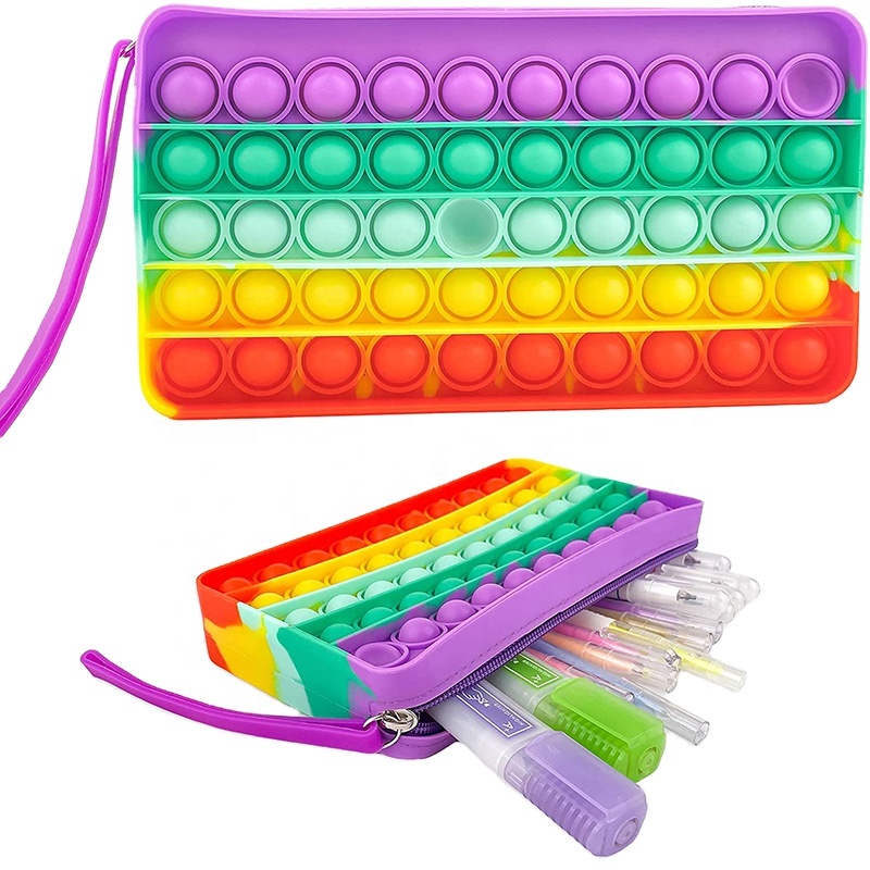 Zipper Popit Pencil Case popper bubble fidget toy pencil case pop it pencil box for kids