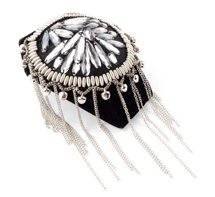 Модные украшения круглый pave Кристалл патч кисточкой epaulette с колокол