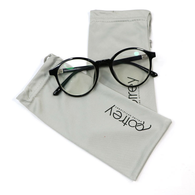 Logo Printed White Gray Black Soft Eyeglasses Bag, Custom Logo Microfiber Sunglasses Pouch