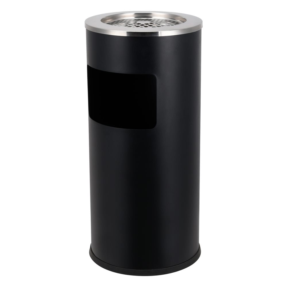 Black Standing Ashtray Cigarette Bin Outdoor Stainless for Hotel Restaurant
