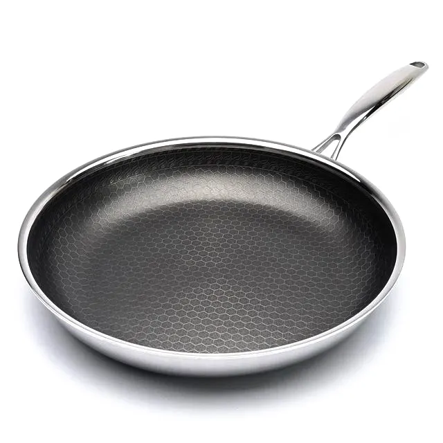 Luxury 3.5mm Thickness 24CM Fry Pan Non-stick Coating Kitchen Induction Saucepan Stainless Steel Honeycomb Frying Pan