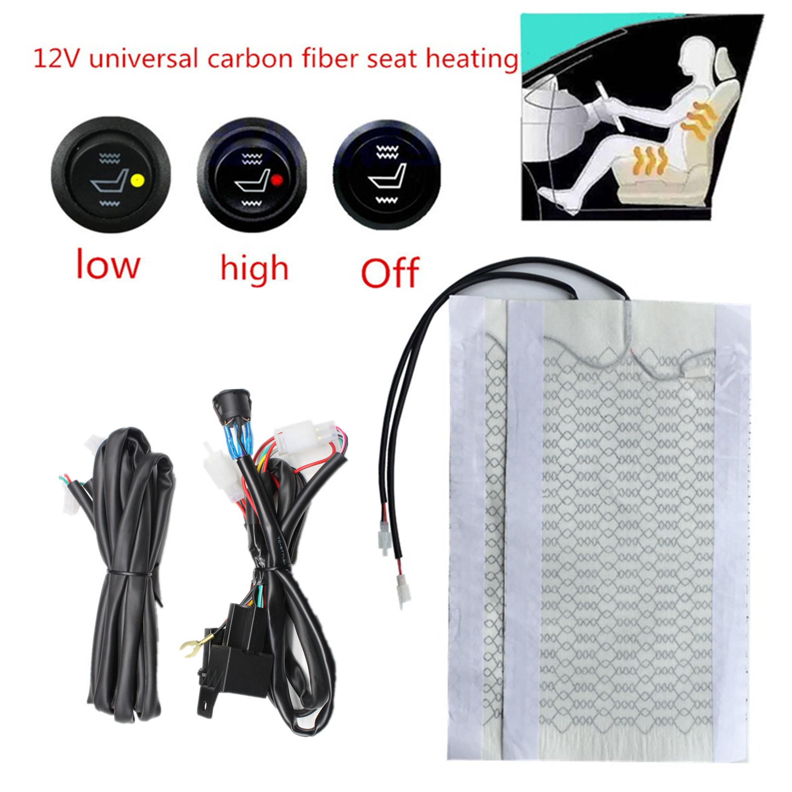 OEM Factory Warmer Pad Rotary Carbon Fiber Car Heater For Seat Interior Comfort Heated Warm Support