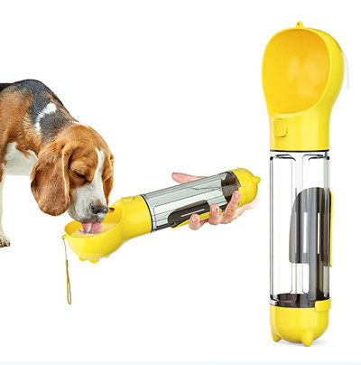 Outdoor Plastic Recycling Dispenser Pet Dog Water Bottle Travel Drink Feeder With Eco-friend Poop Bag