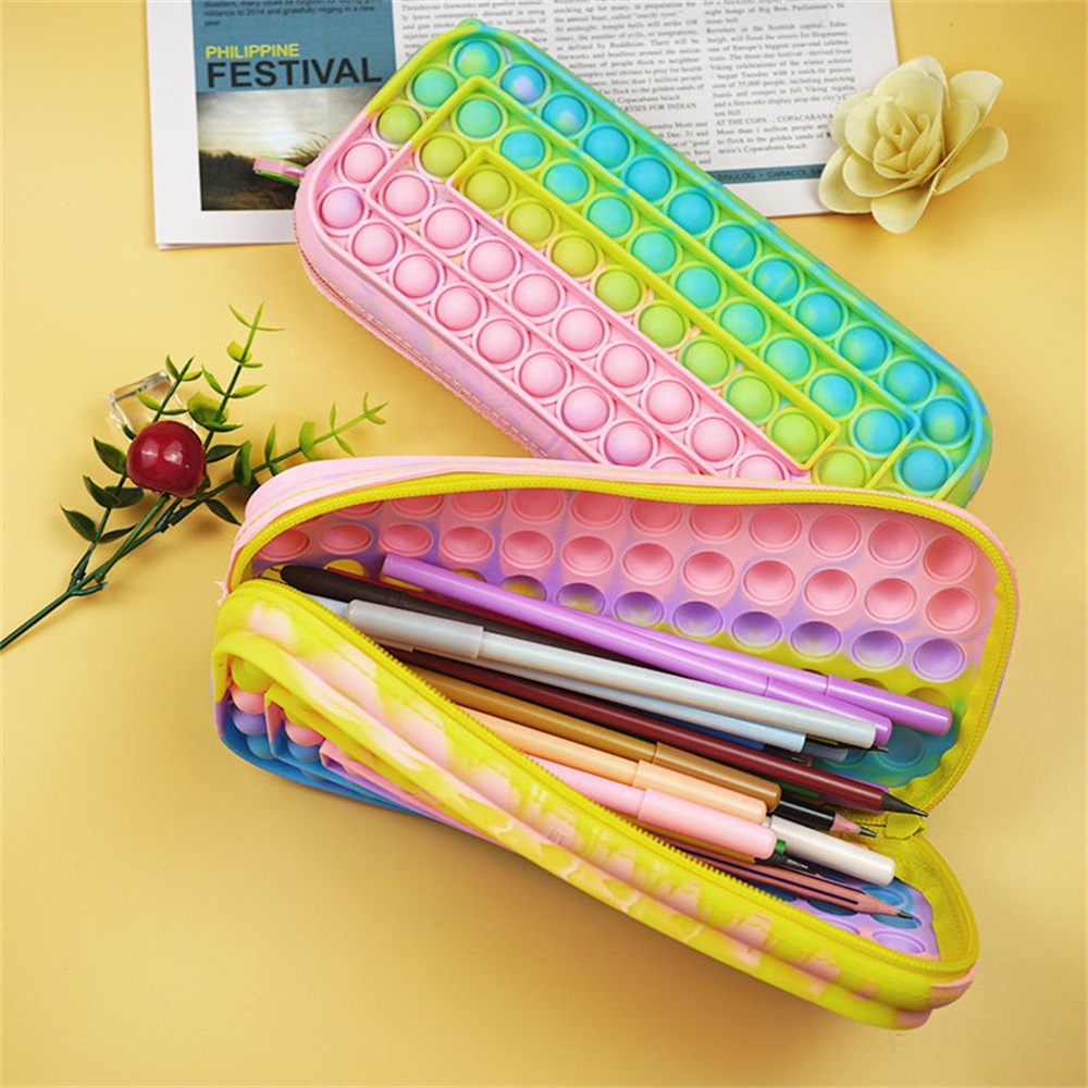 2 in 1 Purse Push Popper Bubbles Sensory Simple Dimple Stationary Bag Poppet Pencil Case Fidget Toys