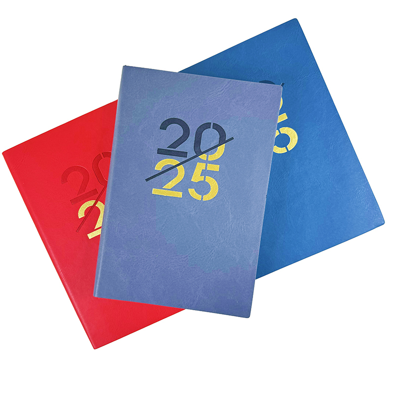 2025 Wholesale Custom Logo A5 Size Softcover Notebook PU/PVC Cover Luxury Business & School Planner Almanac for Gift Office Use