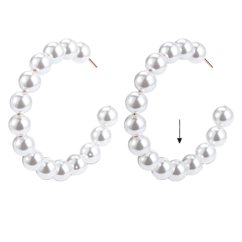 New Simple Plain Gold Metal Pearl Hoop Earrings For Women Unique Statement Big earings Fashion Party Jewelry