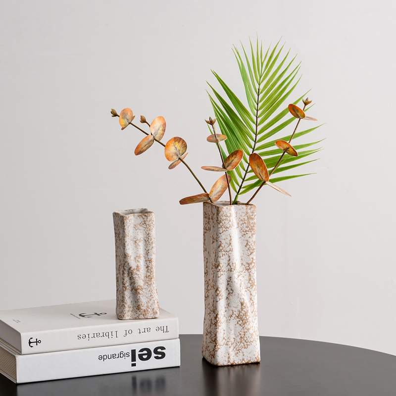 Factory Price Natural Style Rock Pattern Home Decoration Ceramic Vase Creative Flower Vase Elegant Stone Shape bud vase