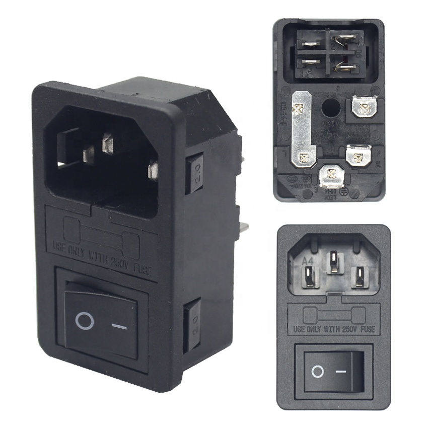 10A 250VAC 3-контактный разъем IEC 320 C14 входной разъем розетка с кулисный переключатель держатель предохранителя