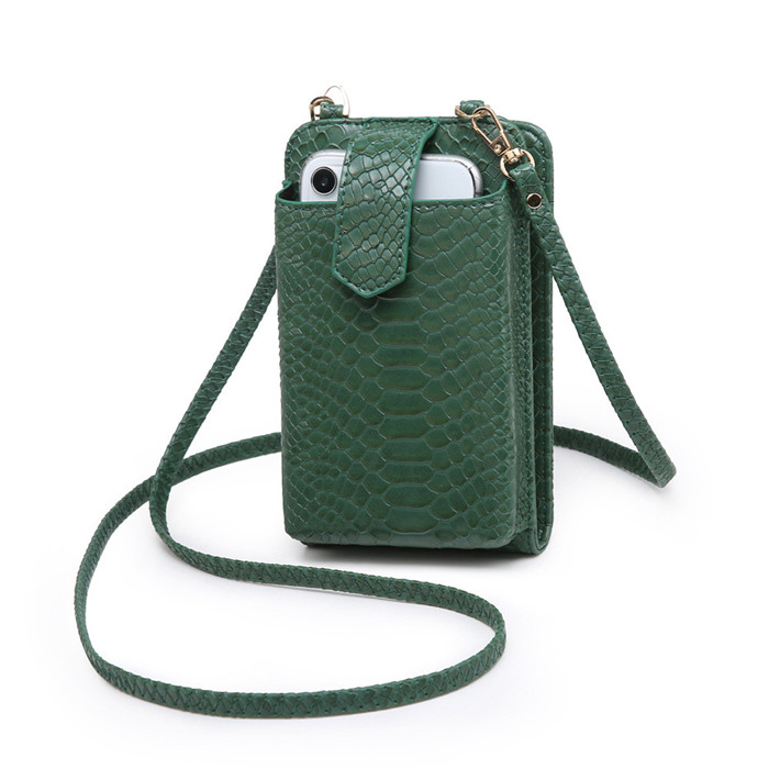 Fashion snake print leather mobile phone wallet bag cell phone crossbody shoulder bag