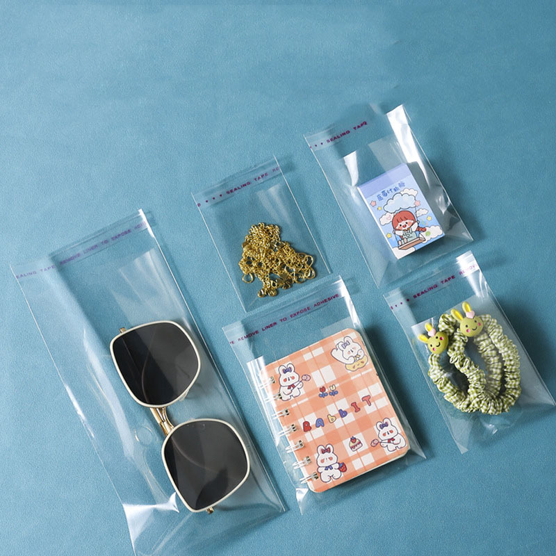 Custom Printed Cellophane Transparent Self Adhesive Jewelry Accessories Books Eyewear Poly Plastic Packing Opp Bags With Logo