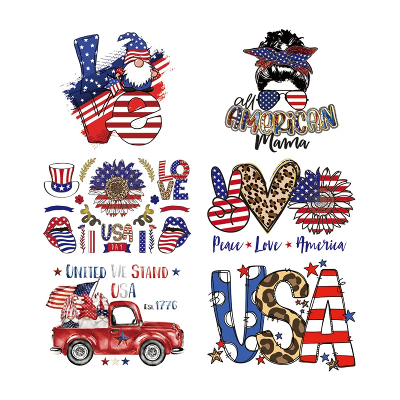 Wholesale Amazon Independence Day 4th July Custom Heat Transfer Heat Transfer Designs For T Shirts