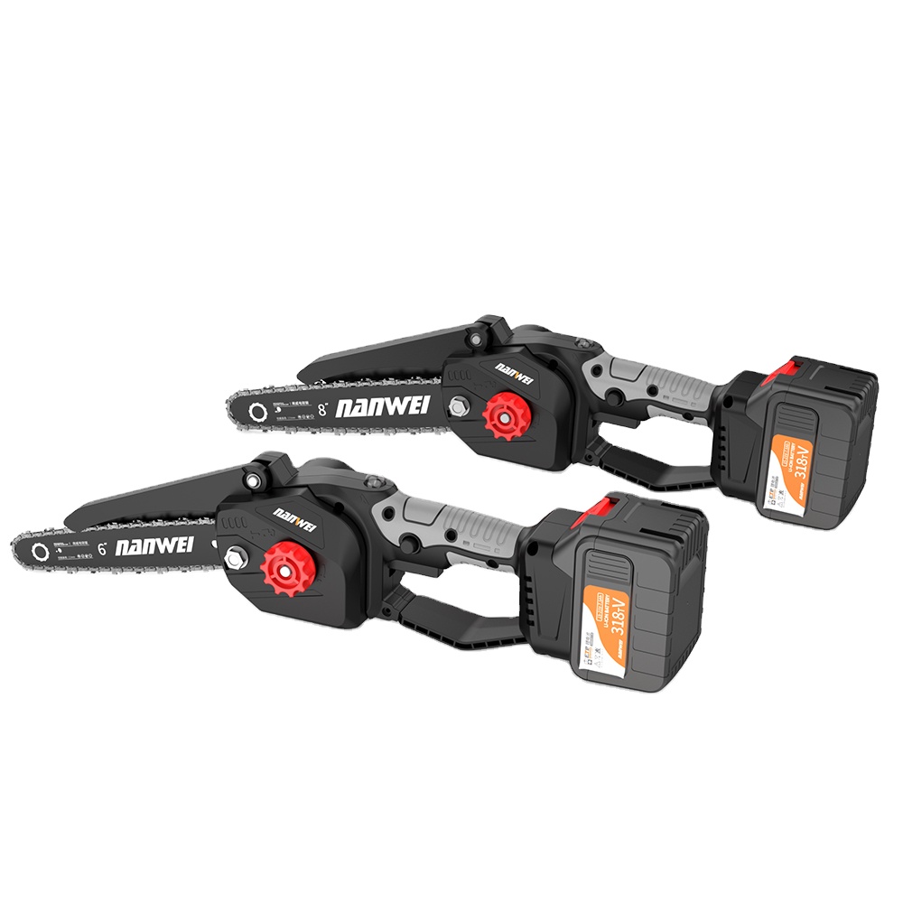 NANWEI 6&8 Inch Brushless chain saw Cordless Mini Handheld Pruning Saw Portable Woodworking Electric Saw Cutting Tool