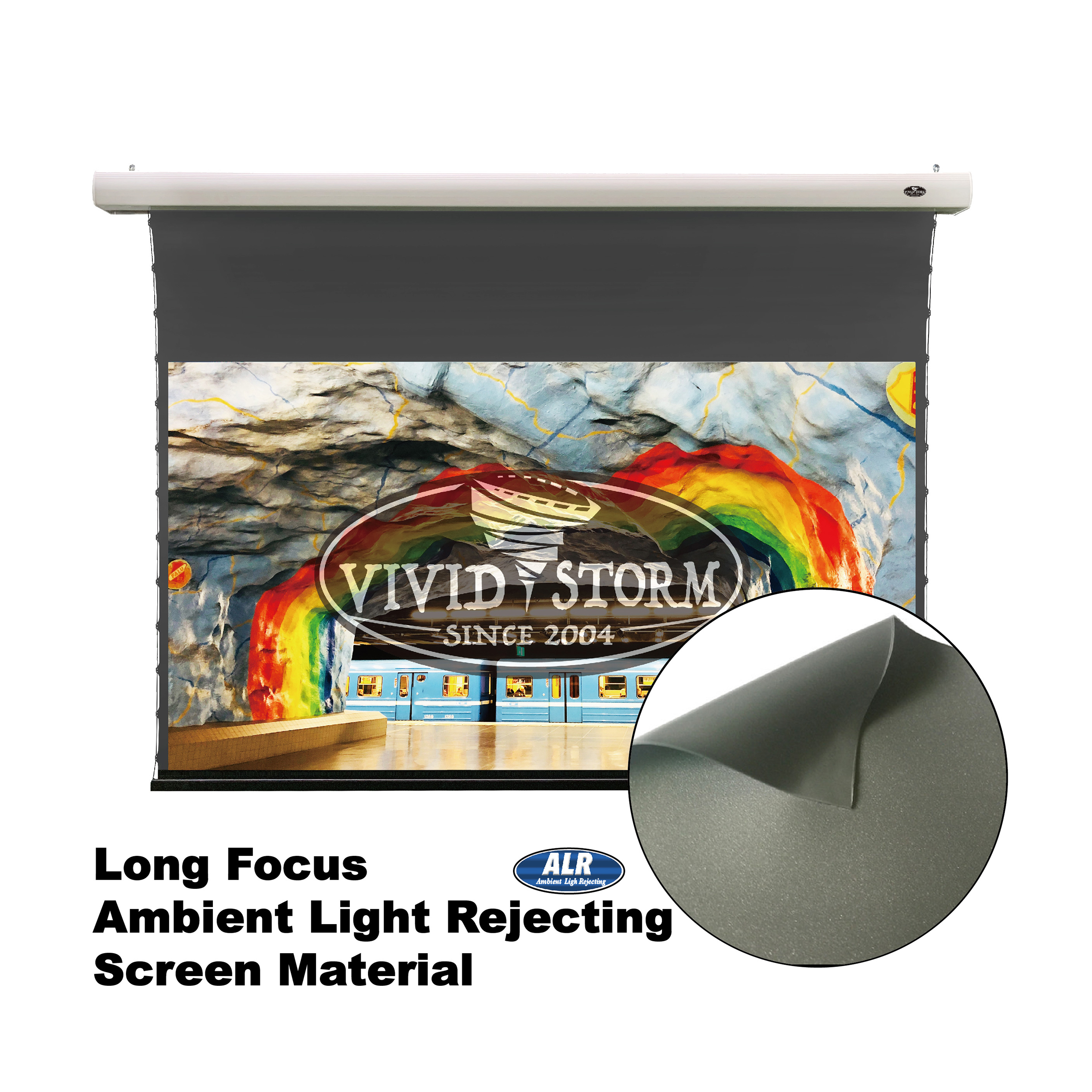 VIVIDSTORM 2 set Slimline Электрический язычок-натянутый выпадающий экран 120 дюйма 16:9 вытяжной стена, потолок и подвесная установка