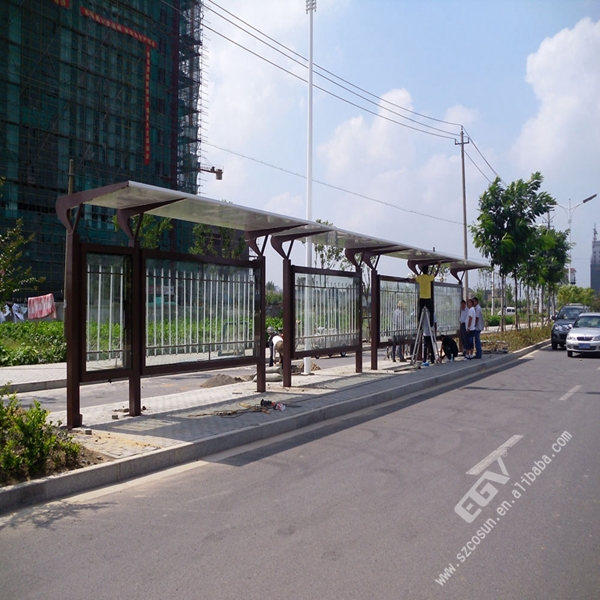 modern stainless steel metal bus stop shelter design