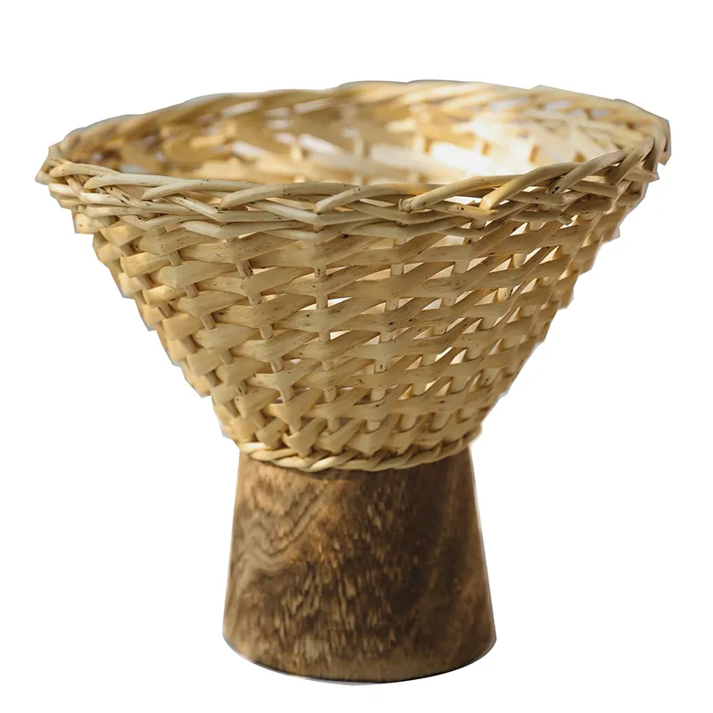 Manufacturer Of Wooden Flower Vase Wholesale And High Quality Tabletop Paulownia Beaded Vase Cross