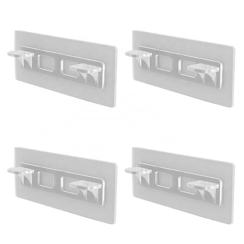 Peg Hook Lock Transparent Shelf Support Peg Board Hooks Plastic Peg-Self Adhesive Shelves Clips for Kitchen Support Shelf
