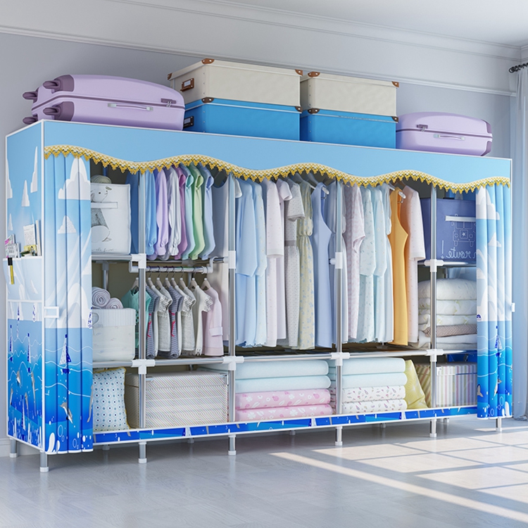 Hot sell Easy Assembly Foldable DIY Steel Canvas fabric portable storage wardrobe