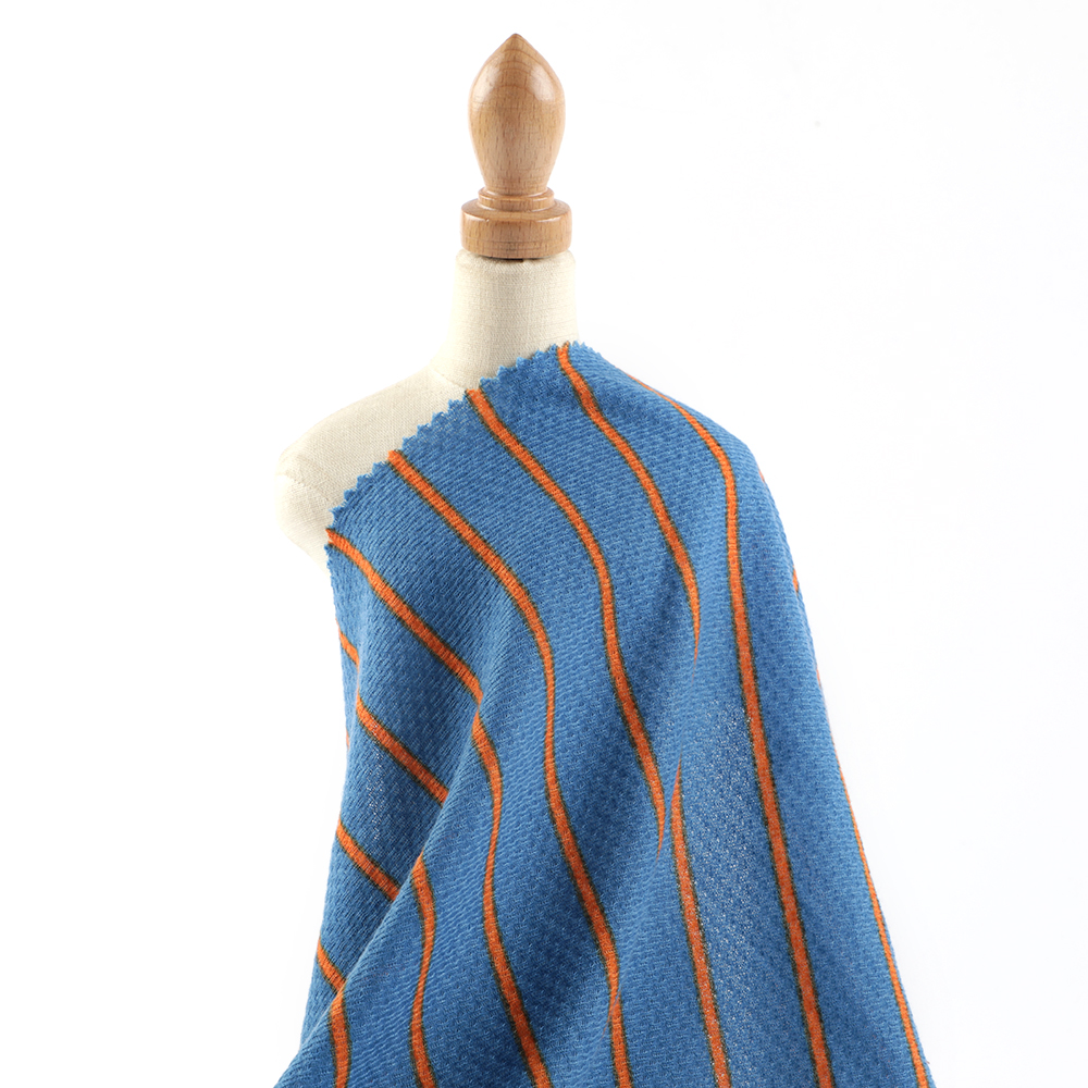 2021 New deign 100%polyester knitted waffle fabric with custom stripe print