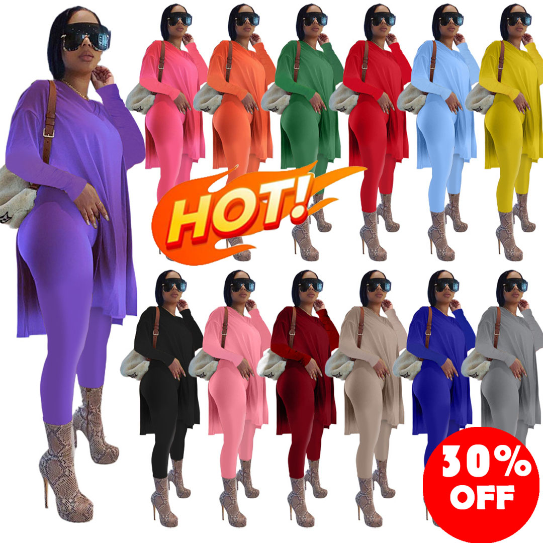 Trendy Design XS-5XL Women 2 Piece Sets Solid Color Long Sleeve Women Suits Clothes outfits jogger for fall clothing for women