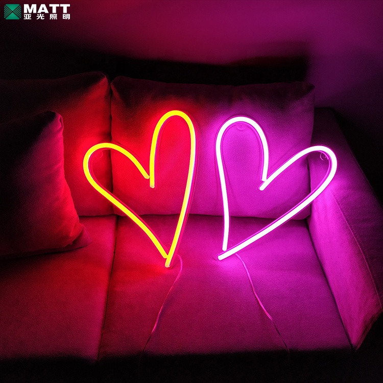 Matt dropshipping custom made led wall signs sweet love heart bedroom lights