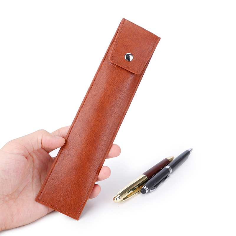 High Quality Custom Logo PU Leather Office Stationery Pen Pencil Pouch PU Pencil Pouch