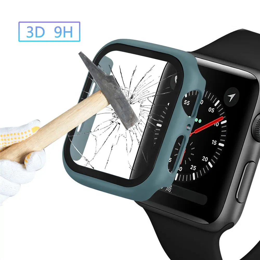 Tempered Glass Film Screen Protector Full Frame Cover Case Bumper For Apple Watch 38mm 42mm 40mm 44mm iWatch Series SE 6 5 4 3 2