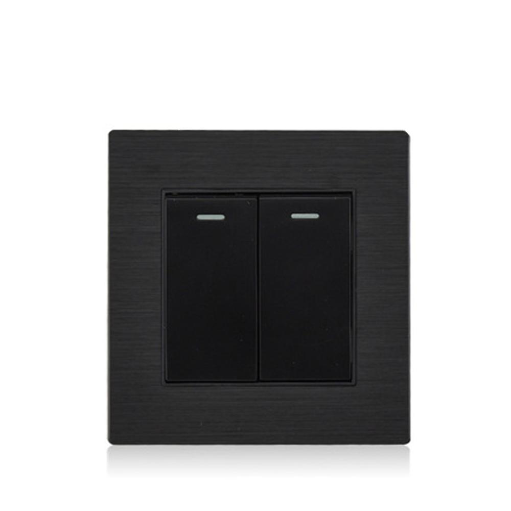 OEM ODM 86*86 мм Размер алюминия материал черный 2 Gang Электрический настенный выключатель света