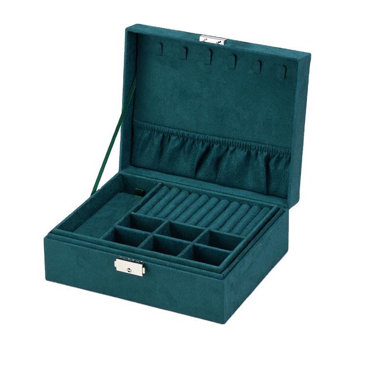 DS060 Large Wooden Jewelry Organizer Storage Case Bracelets Necklaces Earrings Display Holder Two Layers Lint Jewelry Box