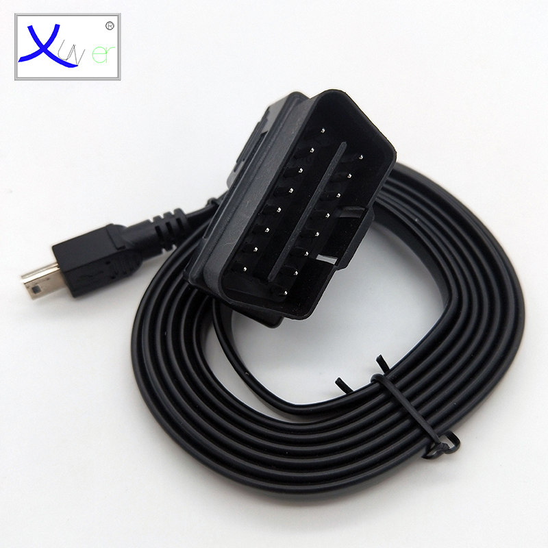 Автомобильный зарядный кабель OBDII, Мини USB адаптер питания, комплект из жесткого провода, зарядный кабель для GPS и видеорегистратора