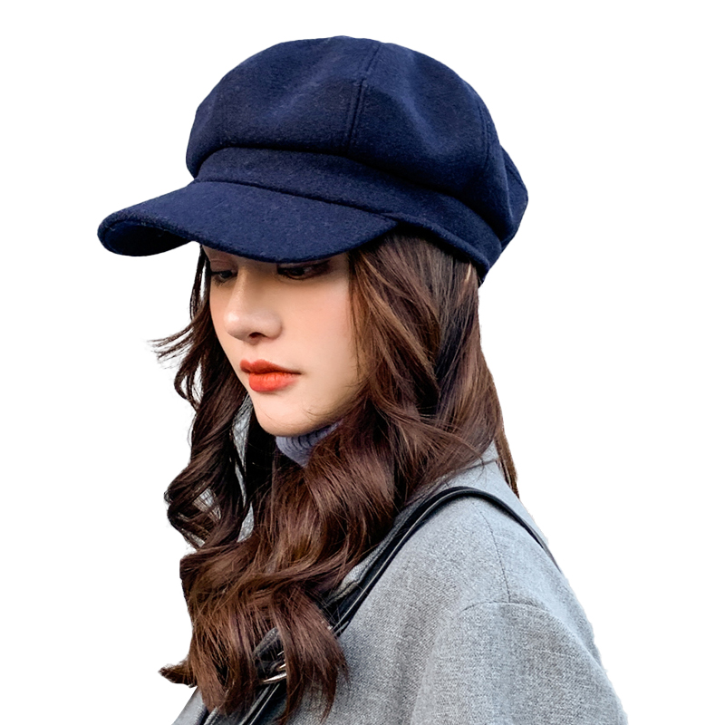 High quality Vintage Artistic Classic pure color beret cap buttonable plain short brim newsboy ivy cap