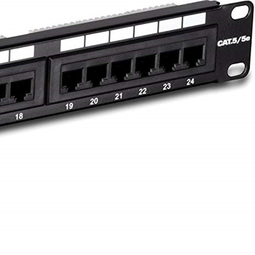 24-портовый Cat5E утф коммутационная панель для 19-дюймового крепёж или стойки, совместимый с Cat3/Cat5/Cat5e кабелей, 110 корне