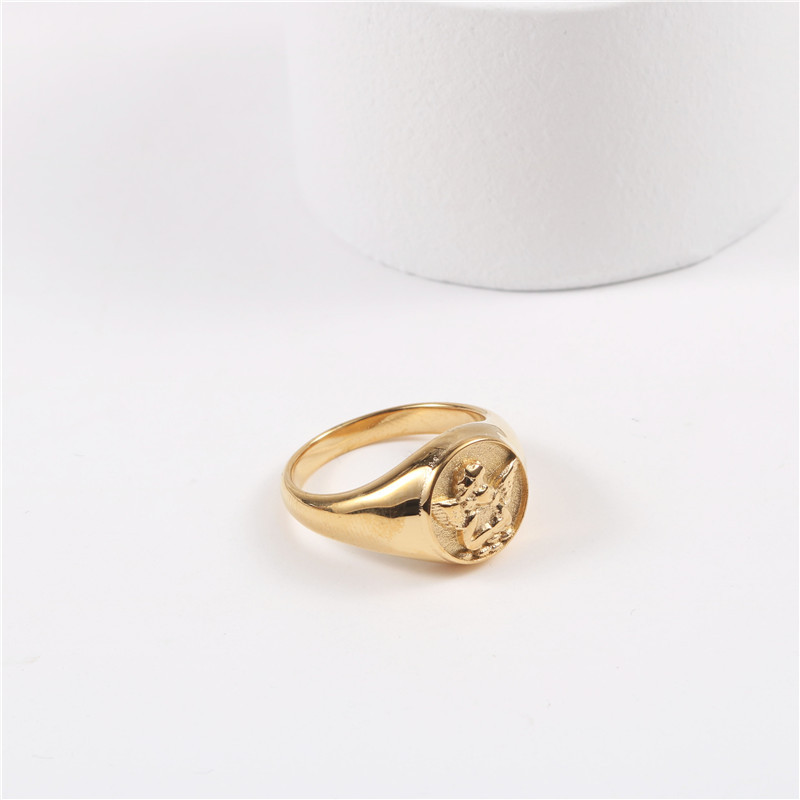 Высококачественные позолоченные кольца с ангелом 18K PVD, кольца из нержавеющей стали, золотые ювелирные изделия, оптовая продажа