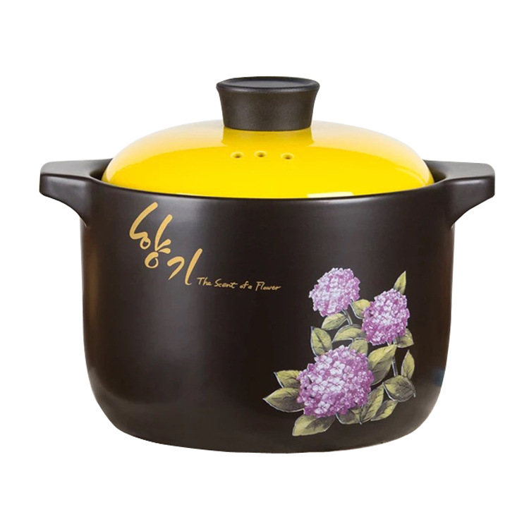 Ceramic cook kitchen 3.5L casserole stoneware casserole with yellow lid cookware clay potcasserole Cookware Sets