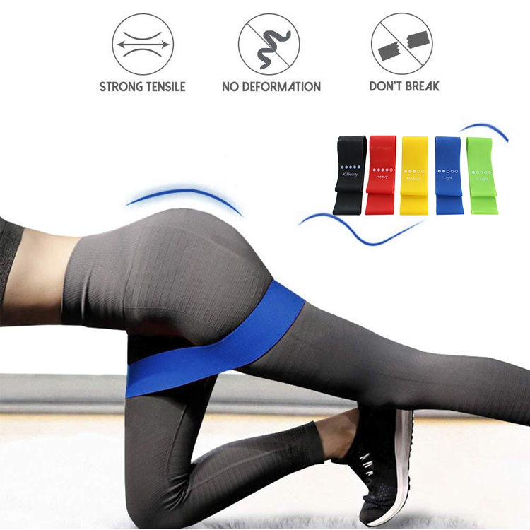 Online customization strong fitness hip circle resistance loop bands set packaging latex colorful