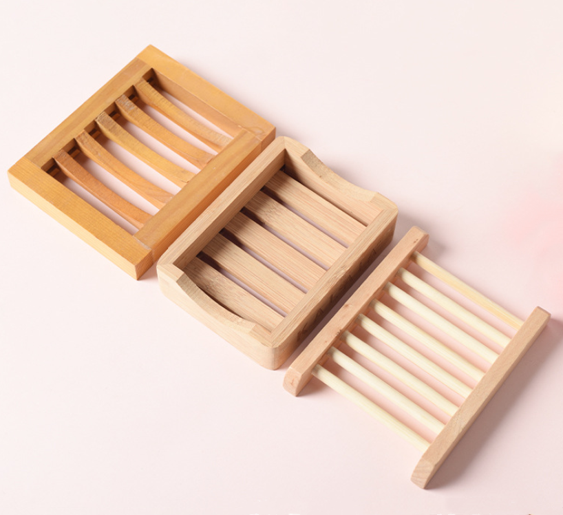 Biodegradable bamboo and wood soap box Japanese-style single-layer draining soap dish household bed and breakfast wooden soap tr