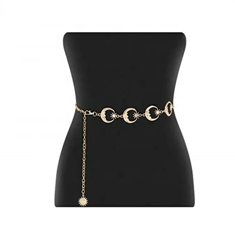 Retro Multi-layer Waist Chain Simple Personality Body Chain Female Metal Moon Star Chain Belt