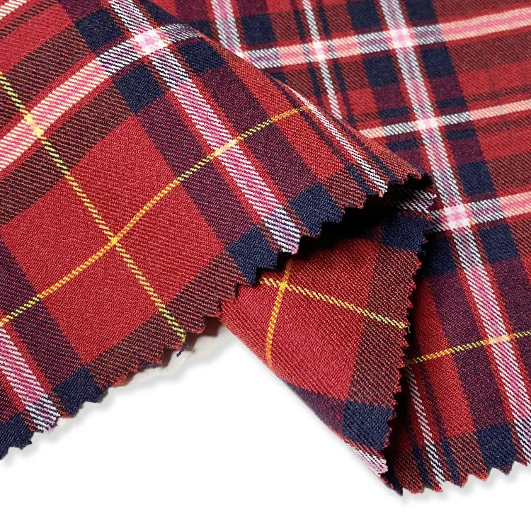 Harvest Scotland classical black red stretch elastic check plaids bengaline millennium fabric for pants and leggings