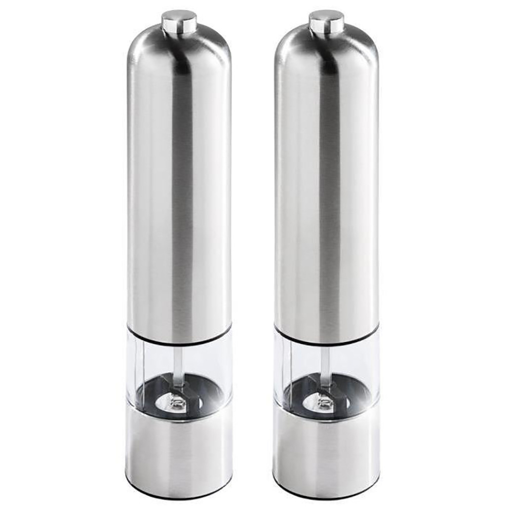 Premium Stainless Steel Battery Operated Electric Salt and Pepper grinder Mill Set with Adjustable Coarseness