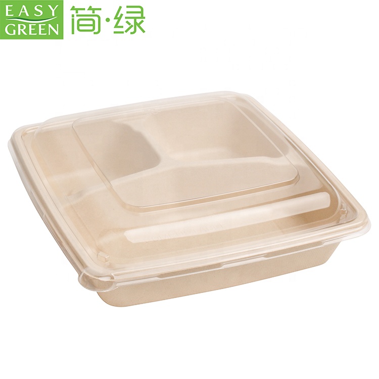 Легкий зеленый одноразовый 3 compostable экологически чистые упаковки еды на вынос CS1400-3
