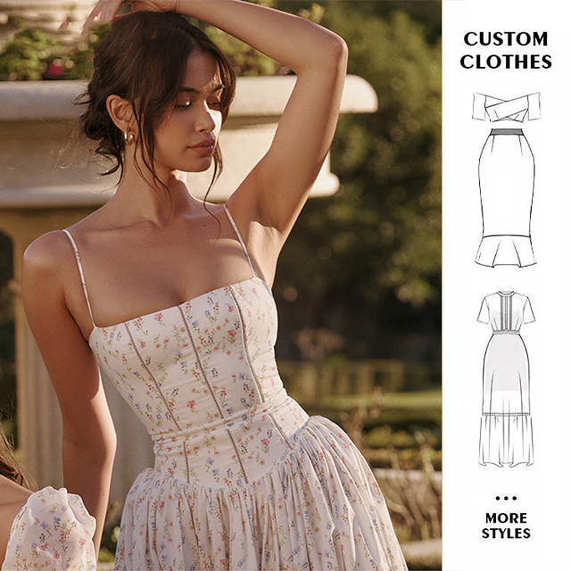 Bettergirl 2024 Summer Casual Cotton Dresses for Women Floral Elegant Long Clothing Custom OEM Design Latest Fashion Woman Dress