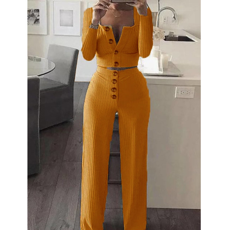 2021 autumn new women's fashion long sleeve cardigan slim button leisure suit.