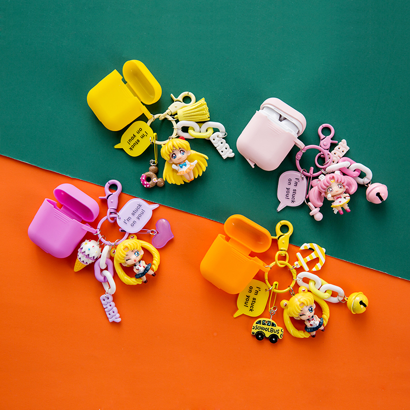 Kawaii Airpods чехол Luna Сейлор Мун брелок кисточка энергия девочка автомобиль сумка Подвеска кольцо для ключей держатель Сейлор Мун брелок