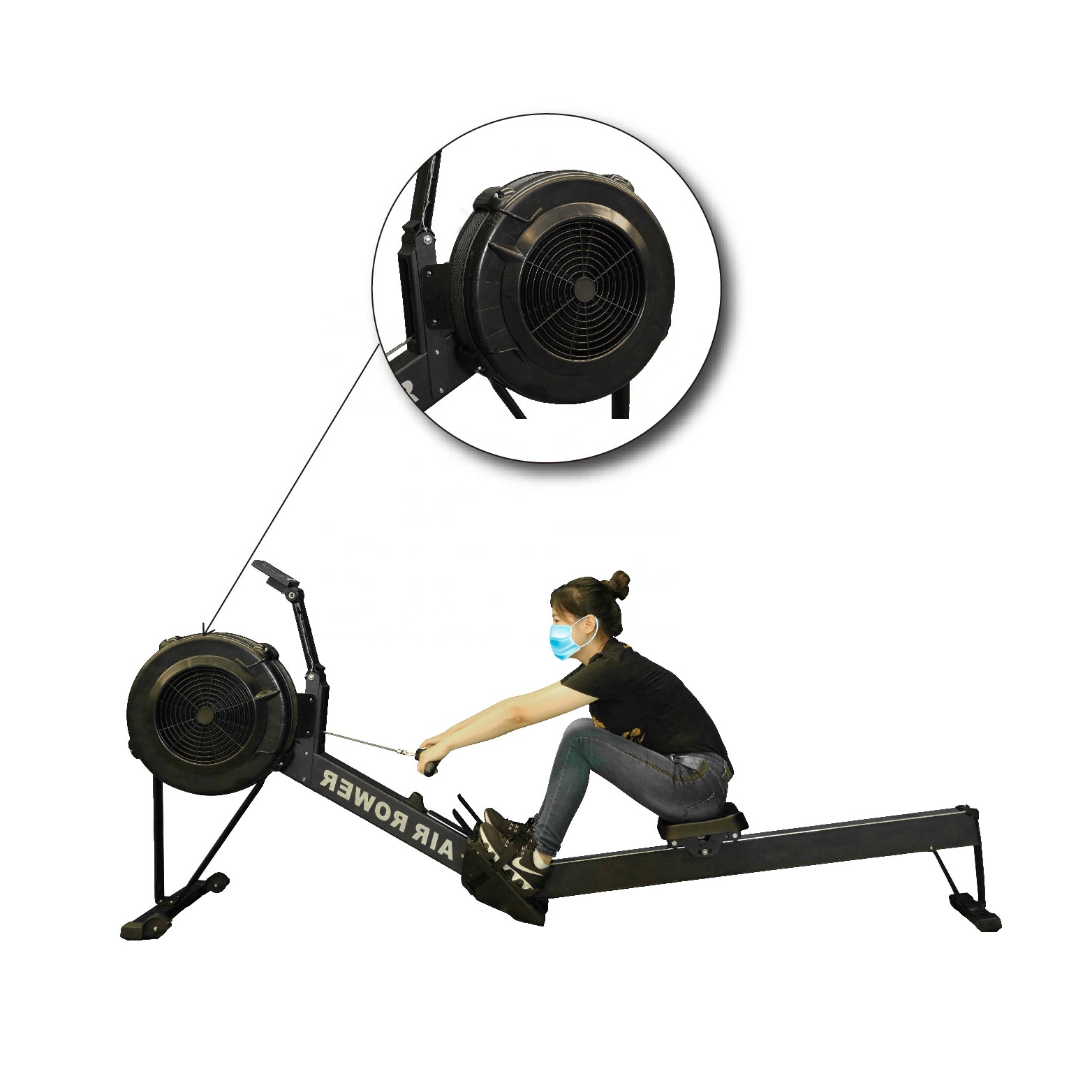 Топ Дизайн сверхмощная гребная машина Cardio Air Rower концепция машина для тренажерного зала