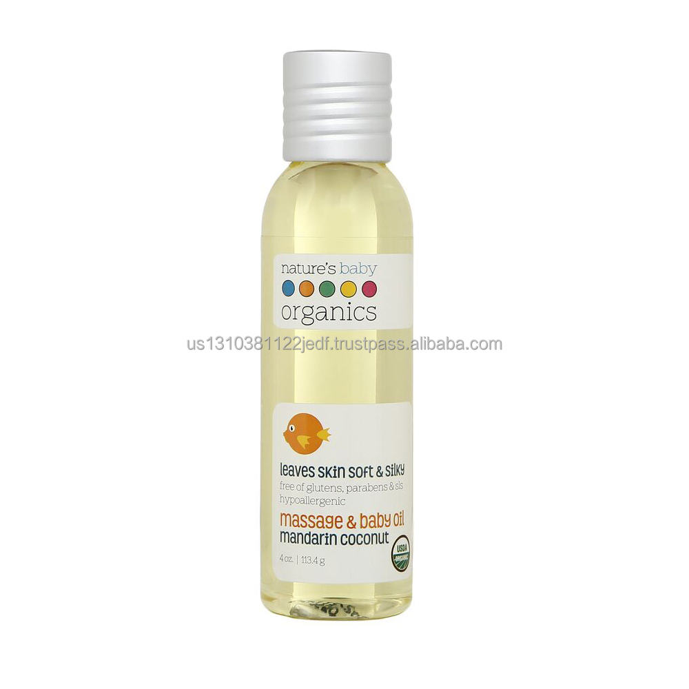 Baby Plant Based Oil - 100 % Organic And Natural Moisturizing Oil-Mandarin Coconut 4 oz