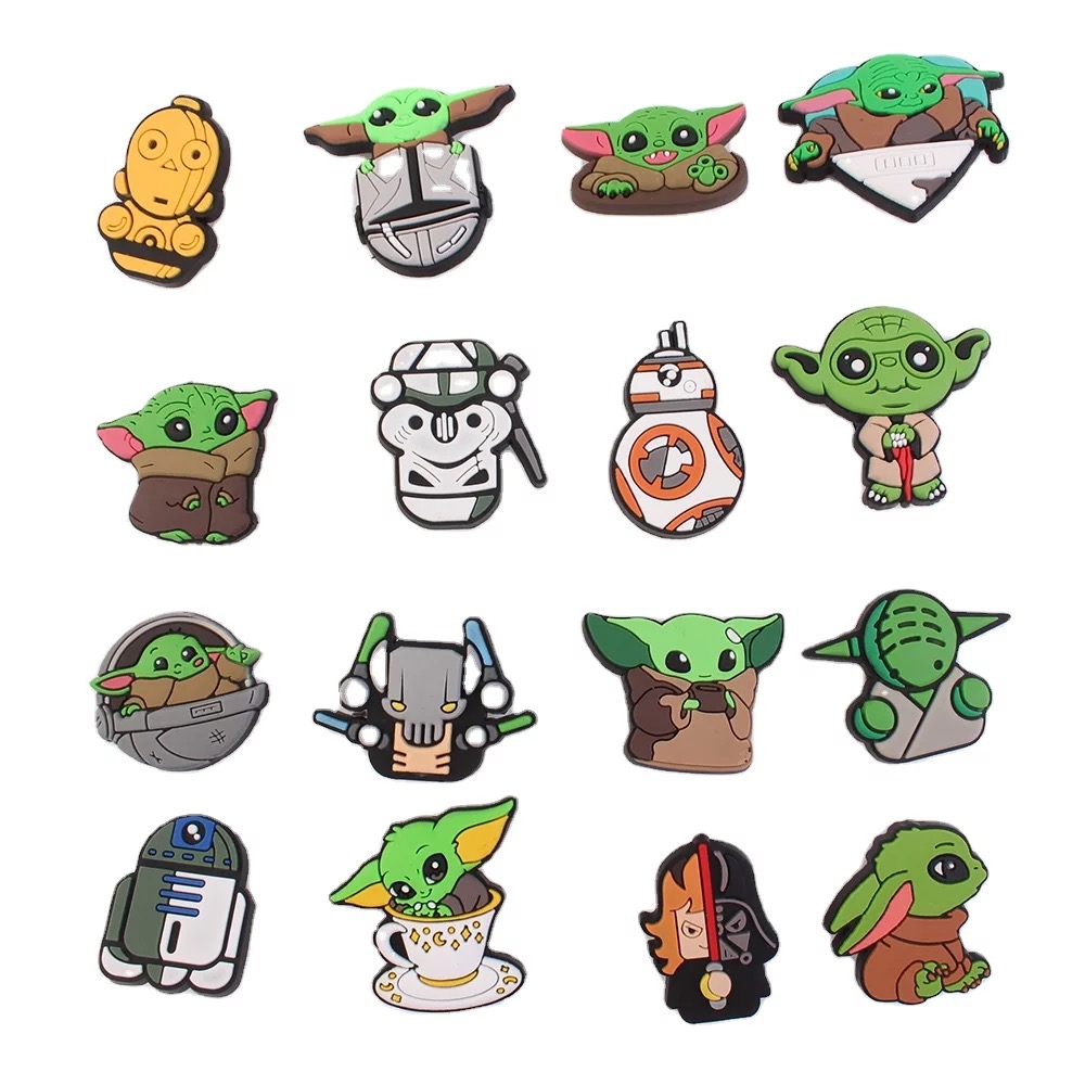 Лидер продаж 2021, оптовая продажа, подвески Yoda baby of мандалор из мягкого ПВХ croc для сандалий и браслетов, подарки для детей