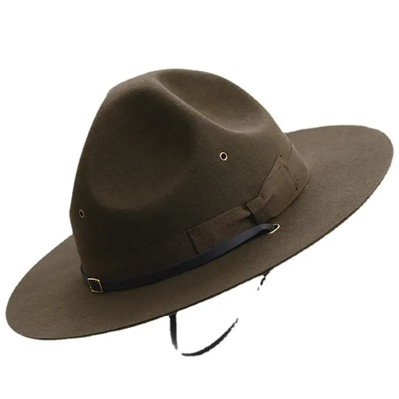 ready to ship Trooper Highway Patrol Campaign Hat Drill Sergeant Instructor Mountie Ranger Hat 100% Wool Olive